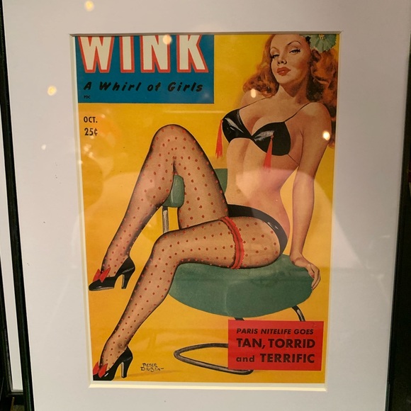 Red haired Wink Pinup print. 5x7 in 8x10 frame - Picture 2 of 7